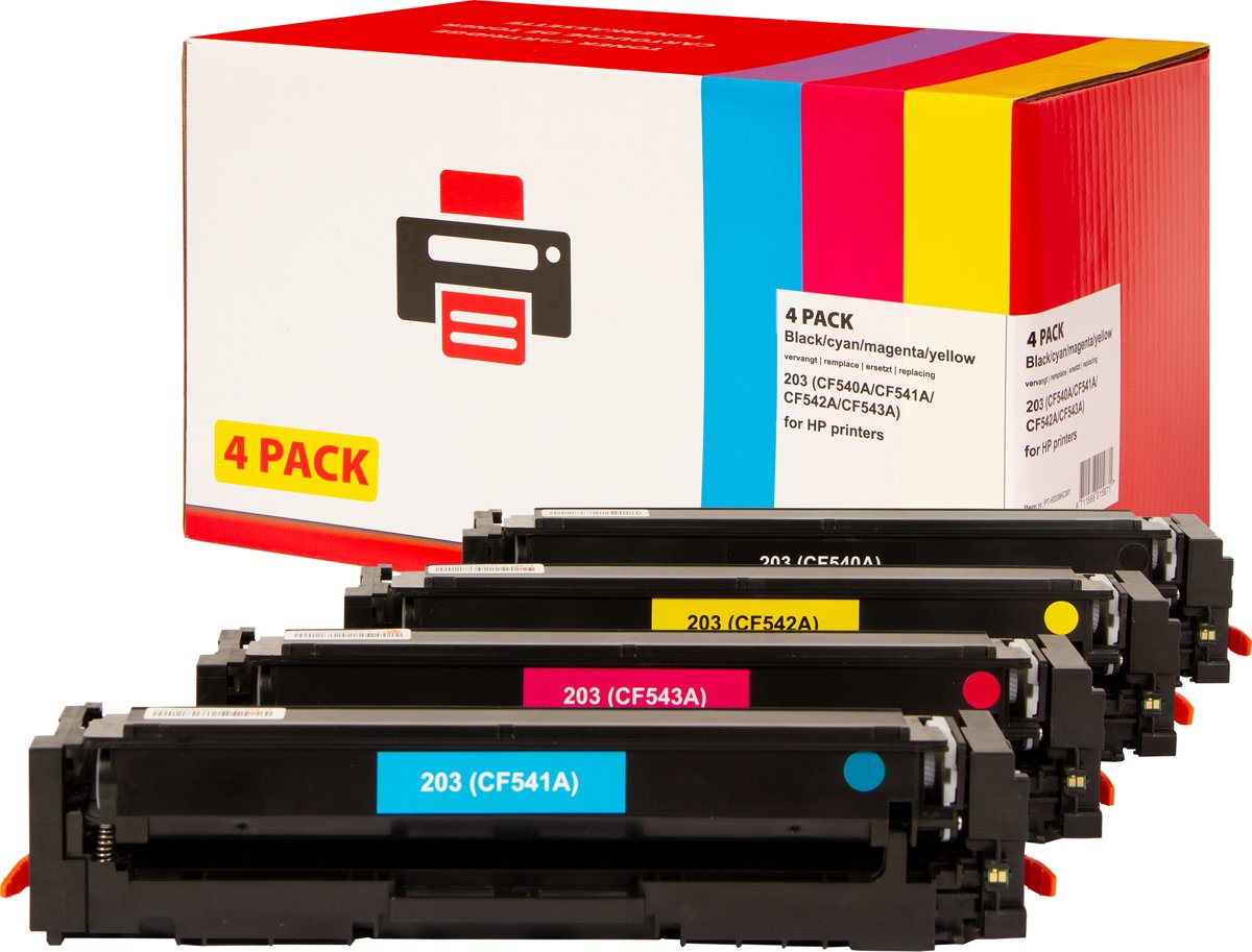 HP 203 Toner 4-pack (CF540A-543) |Zwart|Cyaan|Mangeta|Geel| - Pixeljet